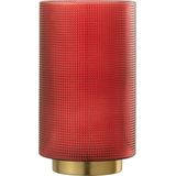 J-Line windlicht Geruit - kaarshouder - glas - rood/goud - large