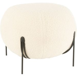 J-Line Kruk Rond Velvet Wit