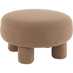 J-Line kruk rond Teddy Voeten - textiel - bruin
