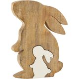 J-Line decoratie Konijn Profiel Silhouet - hout - wit/naturel - large