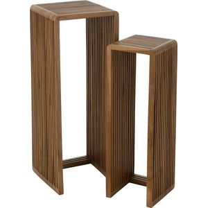 J-Line bijzetafel Kubus Gerecycleerd Teak - hout - naturel - set van 2