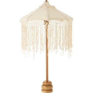 J-Line parasol Lang Franjes - hout - wit