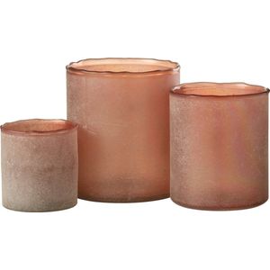 J-Line theelichthouder Ruby - glas - oranje - 3 stuks