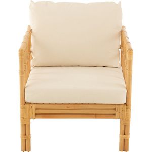 J-LINE - Arm Chair Elise + Kussen - Rattan/Textiel - Natural/White