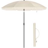 ACAZA - Stokparasol - Strandparasol - 180 cm diameter - rond / achthoekige Parasol - Knikbaar - Kantelbaar - Draagbare Parasolhoes - Beige