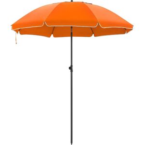 ACAZA Stokparasol - Strandparasol - 180 cm Diameter - rond / achthoekige Tuinparasol - Knikbaar - Kantelbaar - met Draagtas - Oranje