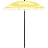 ACAZA - Stokparasol - Strandparasol - 160 cm Diameter - ronde / achthoekige Tuinparasol van Polyester - Kantelbaar - met Draagtas - Wit en Gele Strepen