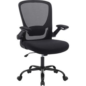 ACAZA Bureaustoel met Armleuningen en Wieltjes - ergonomische Computerstoel - Bureaustoel voor Volwassenen - Zwart