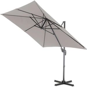 ACAZA Kantelbare Zweefparasol 250x250 cm, Vierkant Zeil, Sterke Zweef Parasol, Licht Grijs