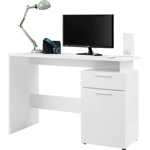 ACAZA Bureau - Houten Bureau met Lades - 110 cm lang - Wit - Kantoormeubel