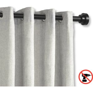 ACAZA Gordijnroede - Gordijnroede zonder boren - Gordijnroede uitschuifbaar - Gordijnstang van 125-220 cm - Zwart