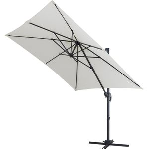 ACAZA Kantelbare parasol, vierkant canvas, stabiele zweefparasol, ECRU, 250x250cm