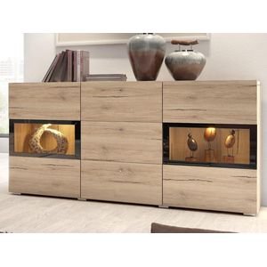 Mobistoxx Commode Babel, Sanremo Eik, Dressoir met 2 deuren en 3 ladesn, zonder led