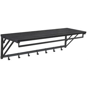 ACAZA Kapstok - Wandkapstok - Industrieel - Kapstok met Haken - Met Plank - 7 Haken - Metaal en Hout - 90 cm - Zwart