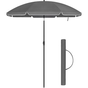 Outsunny Strandparasol Met Ventilatieopeningen, Verstelbare Helling Uv50 O1 80 Grijs~1tr3n0hba2000