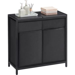 ACAZA Wasmand - Wassorteerder - 2 vakken - Afneembare deksels - Zwart