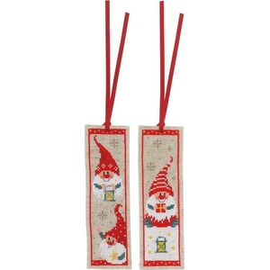 Vervaco Lesezeichen Kreuzstichset ""Weihnachtsgnom 2er Set"", Z&#228;hlmuster