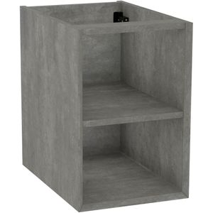 Storke Edge zwevende wastafelonderkast 35 x 52 cm beton donkergrijs met 2 open nissen