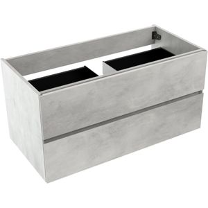 Storke Edge zwevende wastafelonderkast 105 x 52 cm beton zilvergrijs 2 lades