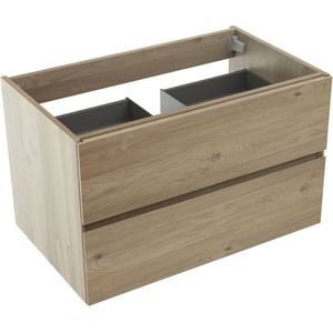 Storke Edge zwevende wastafelonderkast 85 x 52 cm ruwe eik 2 lades