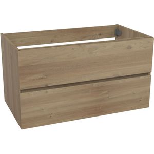 Storke Edge zwevende wastafelonderkast 95 x 52 cm ruwe eik 2 lades