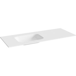 Balmani Tablo Arcato asymmetrisch linkse wastafel met afvoerplug matte solid surface 135 x 55 cm