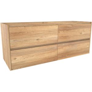 Storke Seda zwevend wastafelonderkast 150 x 52 cm ruwe eik 4 lades