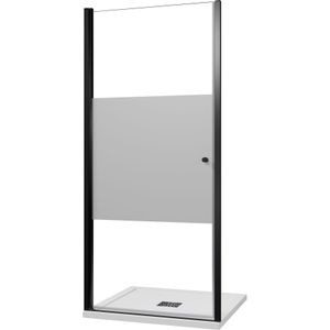 Luca Varess Kuresa - Douche Draaideur - Helder Glas - 95 x 200 cm - Mat Zwart Profiel