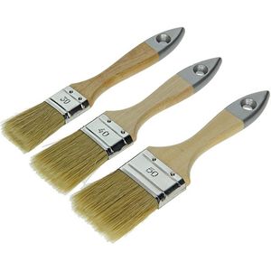 Kwasten - Set van 3 - Plat - Houten Steel - Voor Muurverven