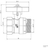 Sanifun Kogelstopkraan met vlindergreep draad 3/4" in x 3/4" out