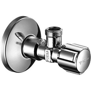 Hoekregelkraan Schell haaks met rozet 1/2" out x 10 mm knel of 3/8" out