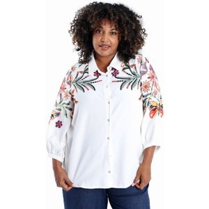 Paprika - Blouse - Ecru - Pofmouwen - Klassieke Kraag