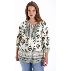 Paprika - Blousetop - Kaki - Driekwart Mouwen - V-hals