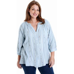 Paprika - Blouse - Lichtblauw - 100% Katoen - Driekwart Mouwen