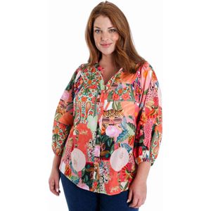 Paprika - Blousetop - Multi - Regular Pasvorm - Driekwart Mouwen - V-hals