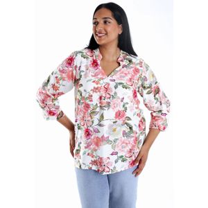 Paprika - Blousetop - Roze - A-lijn - V-hals - 100% Viscose