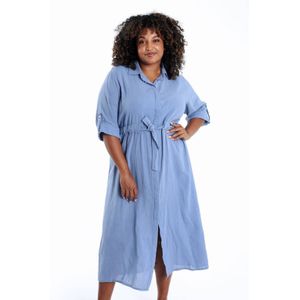 Paprika - Blousejurk - Blauw - Katoen - Middel Lange Mouwen