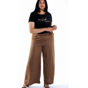 Paprika - Wide Leg High Waist Broek - Bruin