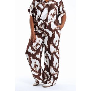 Paprika - Wide Leg Regular Waist Broek - Donkerbruin