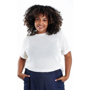 Paprika - Top - Ecru - Korte Mouwen - Ronde Hals