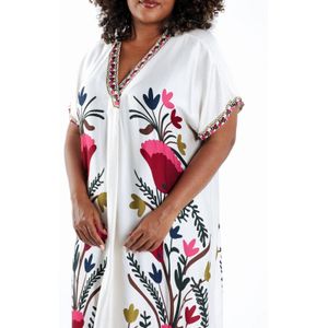 Paprika - Zomerjurk - Multi - Midi - V-hals - Korte Wijde Mouwen