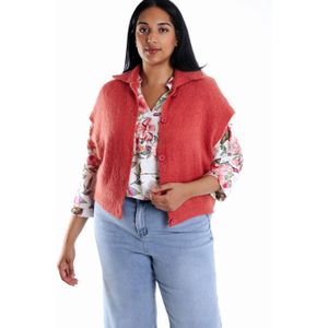 Paprika - Vest - Roodbruin - Fijn Gebreid