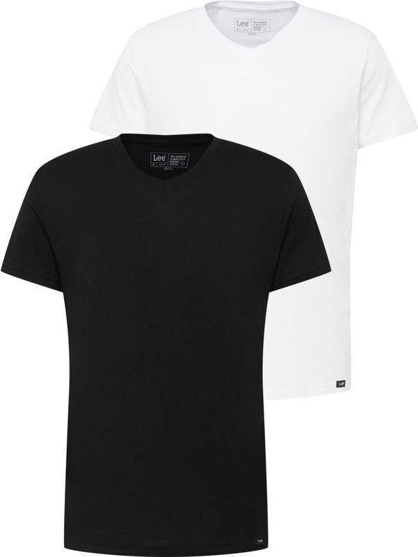 Lee Twin T-shirt Met Korte Mouwen En V-hals 2 Eenheden Zwart L Man