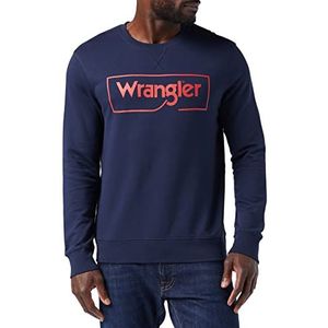 Wrangler Heren Frame Logo Crew Sweatshirt, Navy, Medium
