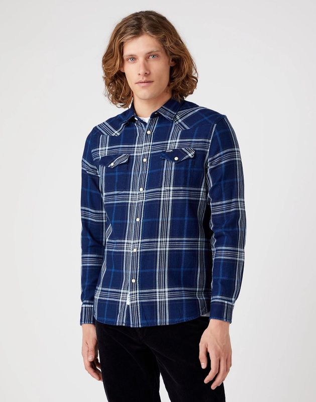 Wrangler - Western Shirt - Donkerblauw - Regular Fit
