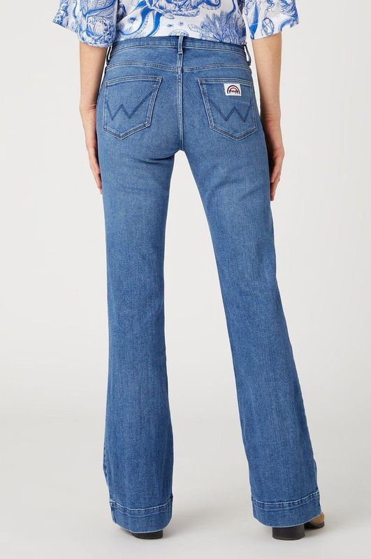 Wrangler Flare Dames Flared Fit Jeans Blauw