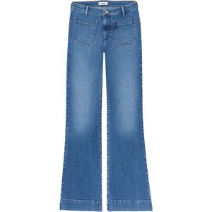 Flare-Jeans - Blauw - Denim - Hoge Taille, Wijd Uitlopende Pijpen