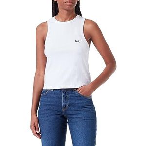 Lee Geribbelde tank T-shirt dames, Wit