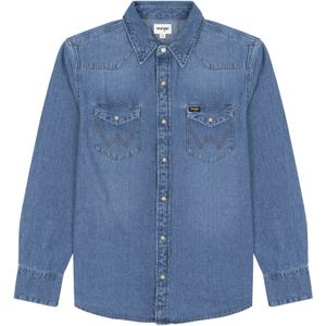 Wrangler - 27mw Overhemd - Blauw - 100% Katoen