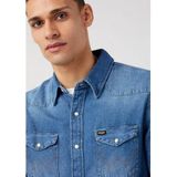 Wrangler - 27mw Overhemd - Blauw - 100% Katoen
